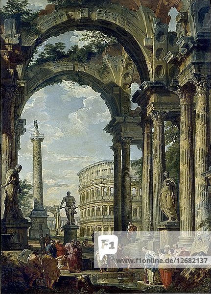 Römisches Capriccio  1740-1749. Künstler: Giovanni Paolo Panini.