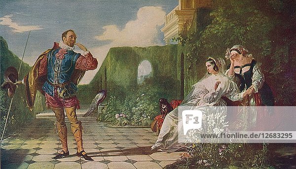 Szene aus ?Twelfth Night? ( Malvolio und die Gräfin )  um 1840  (um 1915). Künstler: Daniel Maclise.