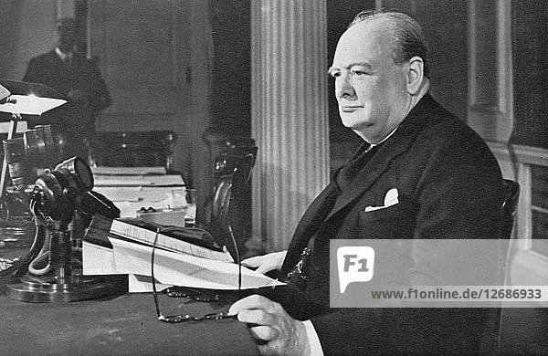 Mr. Churchills V.E. Day Sendung  1945 (1955). Künstler: Unbekannt.