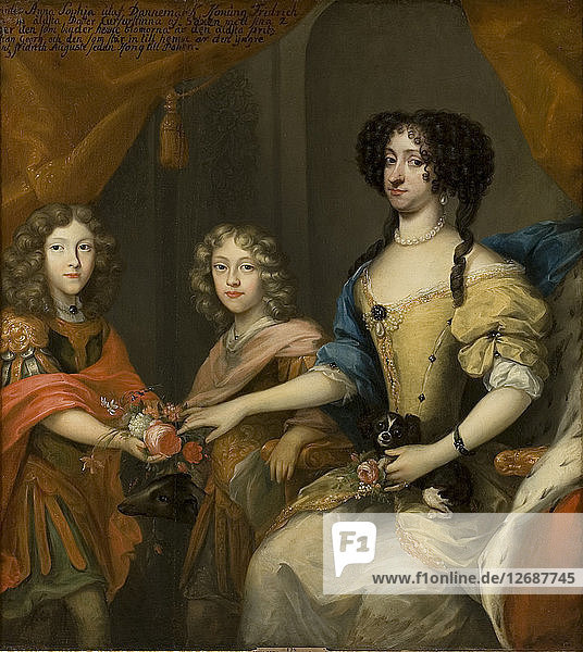 Anna Sophie von Dänemark (1647-1717)  Kurfürstin von Sachsen mit den Söhnen John George und Frederick Augustus