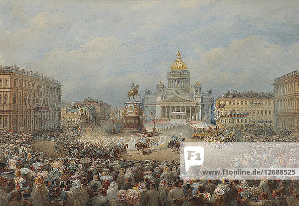 Feierliche Einweihung des Denkmals für Nikolaus I. auf dem Mariinsky-Platz.