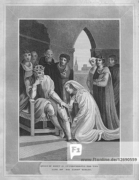 Königin von Richard II. Einsprüche gegen das Leben von Sir Simon Burley  1838. Künstler: Unbekannt.