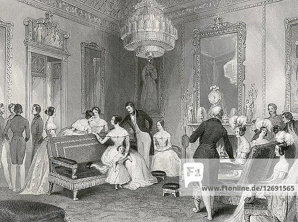 Innenraum des Gelben Salons  Buckingham Palace  London  1840. Künstler: Unbekannt.