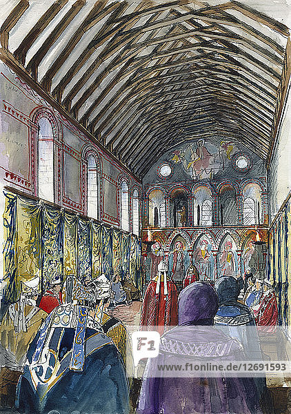 Osthalle von Schloss Wolvesey  Alter Bischofspalast  um 1160  (um 2000) Künstler: Liam Wales.