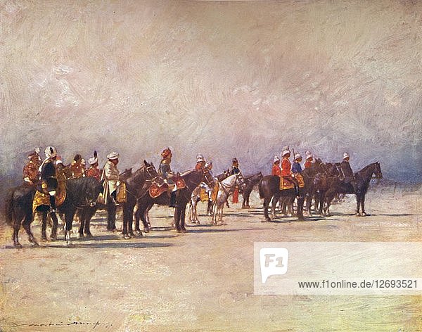 Vizekönig bei der Besichtigung der Truppen  1903. Künstler: Mortimer L. Menpes.