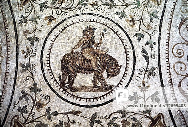 Infant Dionysus Riding on a Tiger  Roman mosaic detail at El Djem  Tunisia. c2nd century. Artist: Unknown.