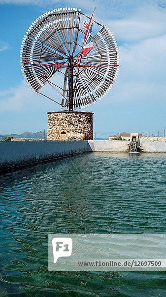 Windmill in Sa Pobla  a small village in Majorca island  Spain  Europe.