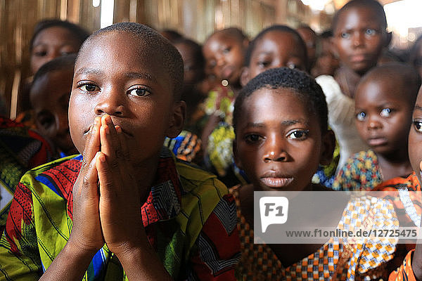 Assembly. Sunday morning mass. Catholic parish of Koroma. Agbonou Koeroma. Togo.