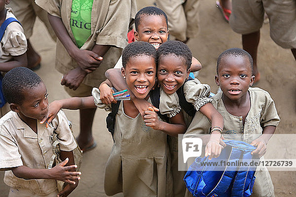 Schoolchildren Togolese in recreation. Primary School Adjalle. Lome. Togo.