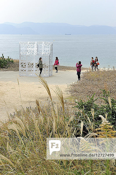 Japan  Naoshima island  modern art installation on the beach