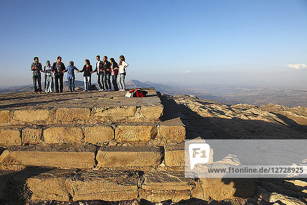 Turkey  Adiyaman province  Nemrut dagi national park   Nemrut mountain  mausoleum of Antiochos 1th  (UNESCO world heritage) east terrace