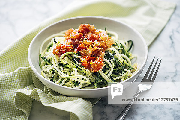 Fresh Zoodles with tomato sauce
