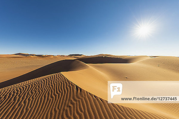 Africa  Namibia  Namib desert  Naukluft National Park  sand dunes against the sun
