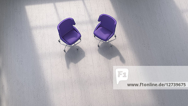 3D rendering  Two chairs on concrete floor