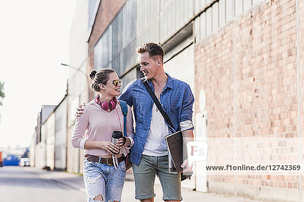 Young couple walking on the street