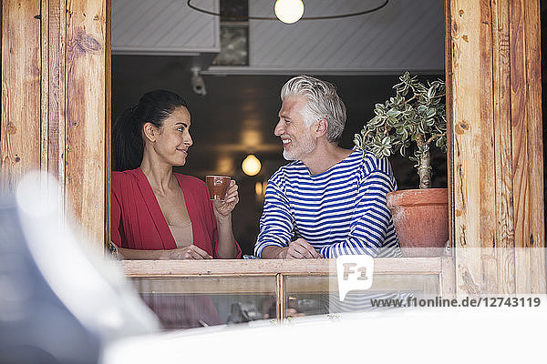 Mature couple meeting in a cafe