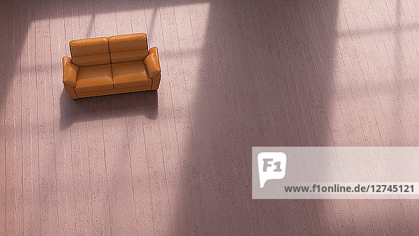 3D rendering  Couch on patterned floor