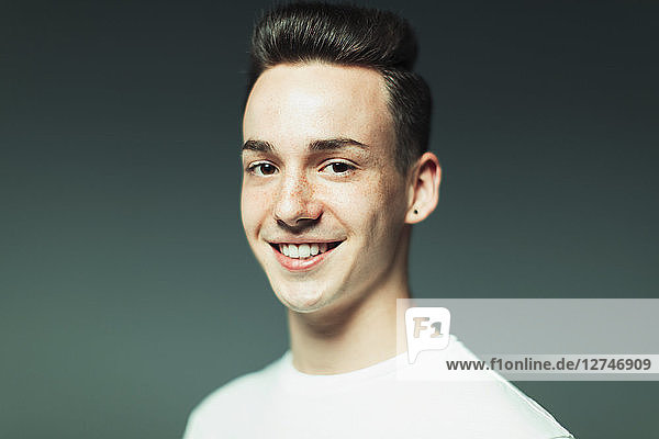 Portrait smiling  confident teenage boy