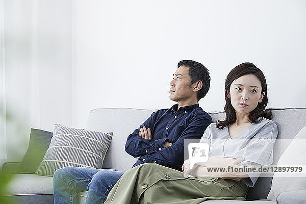 Japanese mature couple on the sofa