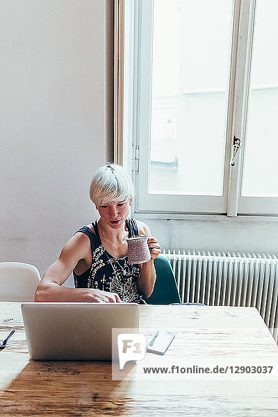Woman working at home