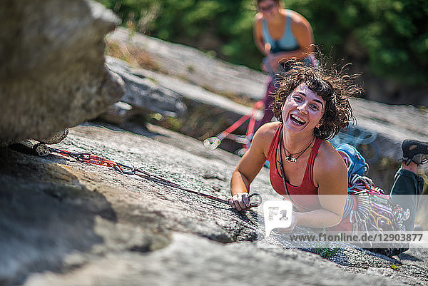 Girlfriends rock climbing  Malamute  Squamish  Canada