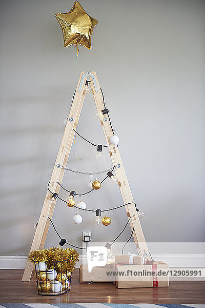 Christmas tree made from ladder