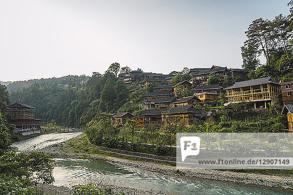 China  Guizhou  Miao settlement at the riverside