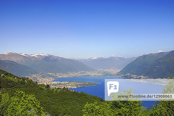 Switzerland  Ticino  Lago Maggiore  Mergugno  View to Ascona  Lugano