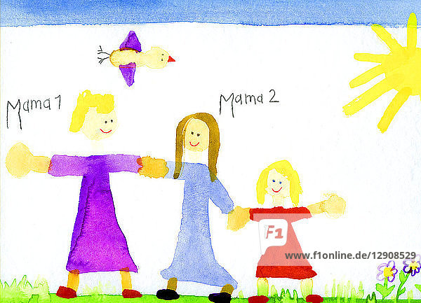 Children's drawing of lesbian couple and girl