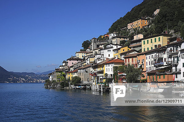 Switzerland  Lugano  Gandria  view to houses at Lake Lugano