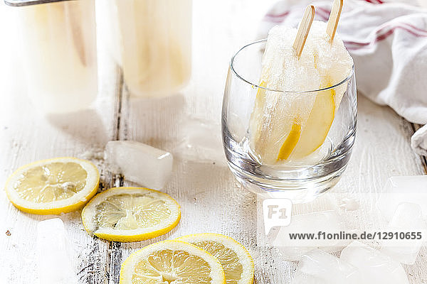 Homemade gin lemon ice lollies