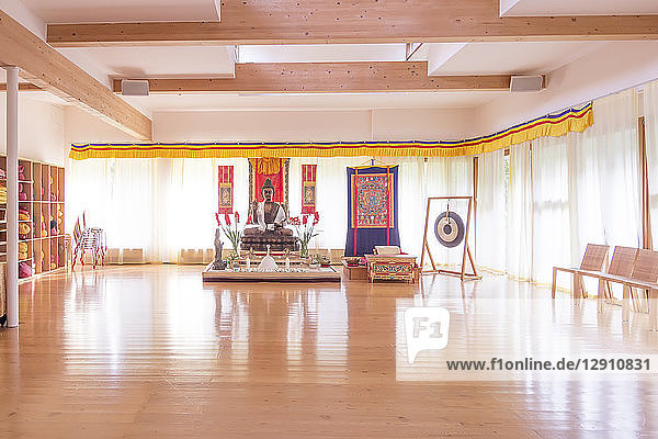 Meditation room in a buddhist meditation center