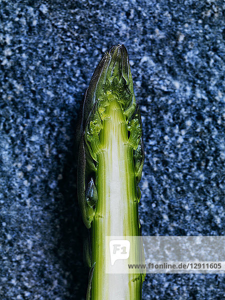 Sliced green asparagus tip