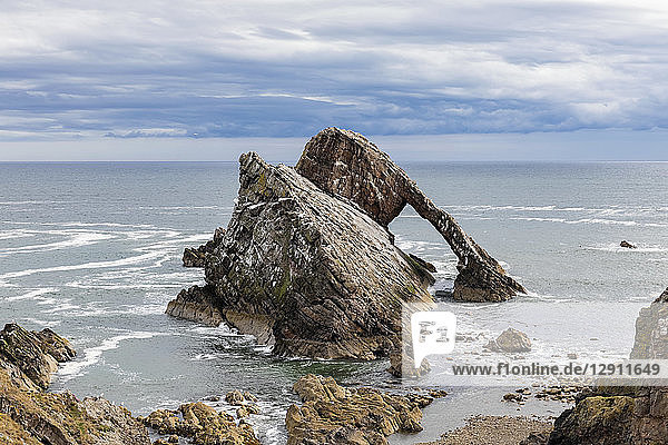 UK  Scotland  Portknockie  Bow Fiddle Rock natural arch