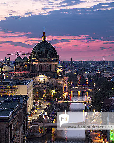 Germany Berlin elevated city view at morning twilight