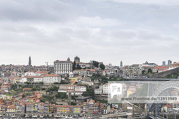 Portugal  Porto  view to the city and Ponte Luiz I Bridge from Vila Nova de Gaia