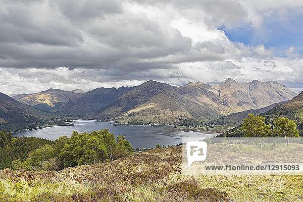 UK  Scotland  Kintail  view to Loch Duich and Five Sisters of Kintail
