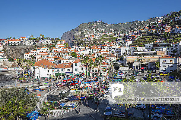 View of town and harbour in Camara de Lobos  Madeira  Portugal  Atlantic