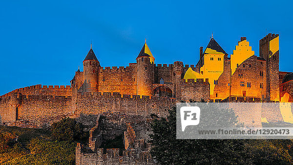 Medieval citadel Carcassonne a hilltop town in southern France UNESCO World Heritage Site Carcassonne Languedoc France Europe