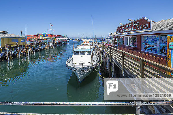 View of Fisherman's Wharf from pier  Monterey Bay  Peninsula  Monterey  California  United States of America  North America