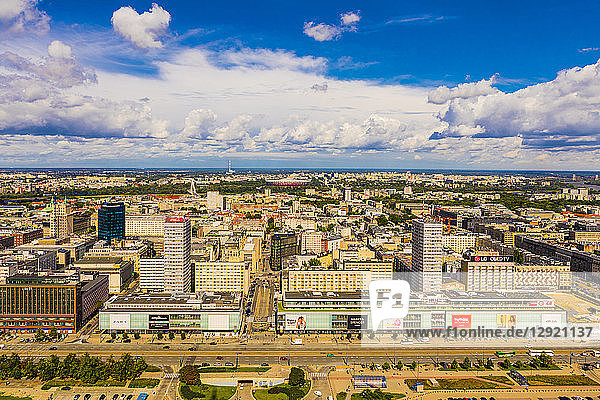 Elevated view of Warsaw  City Centre  Warsaw  Poland