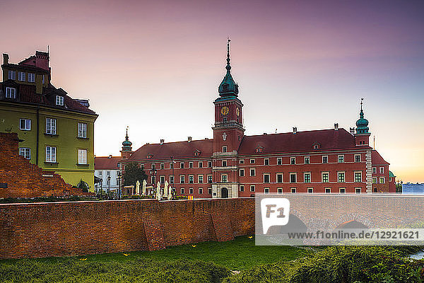Royal Castle in Plac Zamkowy (Castle Square) at dawn Old Town Warsaw Poland