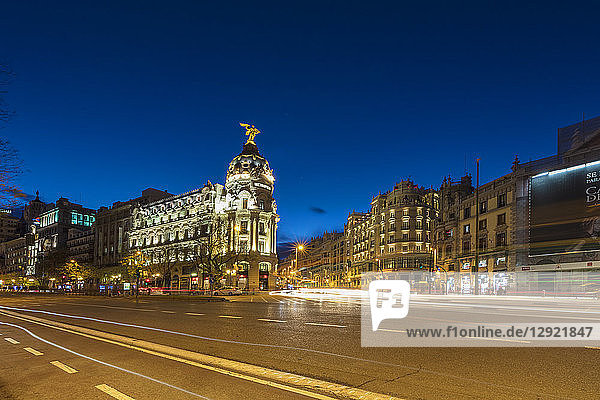 Metropolis-Gebäude an der Ecke von Calle de Alcala und Gran Via  Madrid  Spanien  Europa
