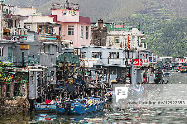 Stelzenhäuser im Dorf Tai O  Lantau Island  Hongkong  China  Asien