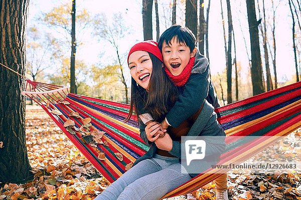 Mother and son outdoor outing