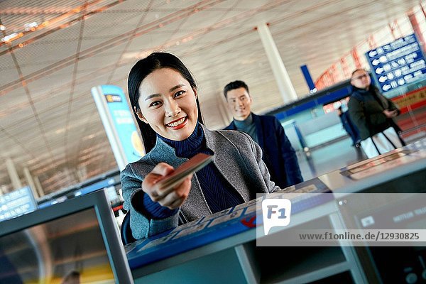 Business men and women at the airport