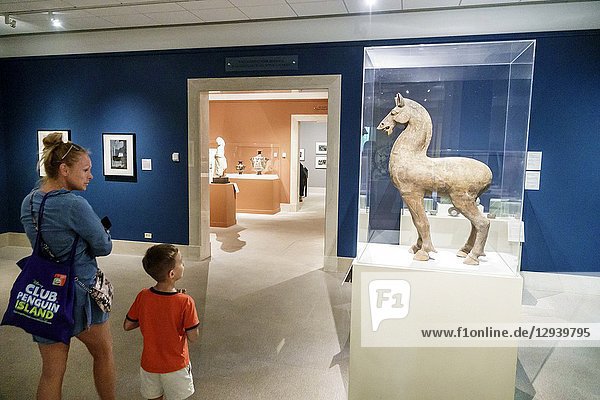 Florida St Saint Petersburg Museum Of Fine Arts Interior Mother Son Boy Family Standing Horse Earthenware China Han Dynasty Looking