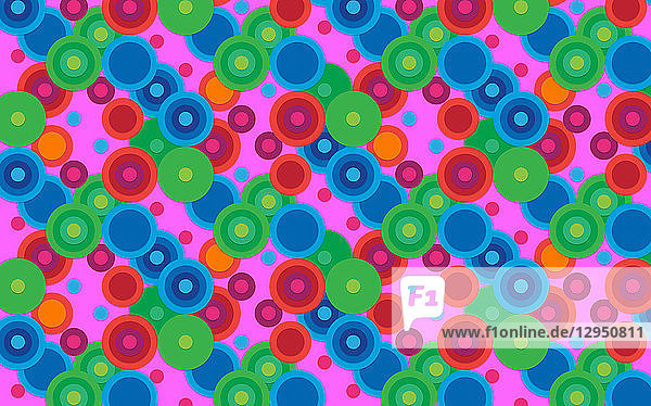 Abstraktes formatfüllendes Muster aus mehrfarbigen Kreisen