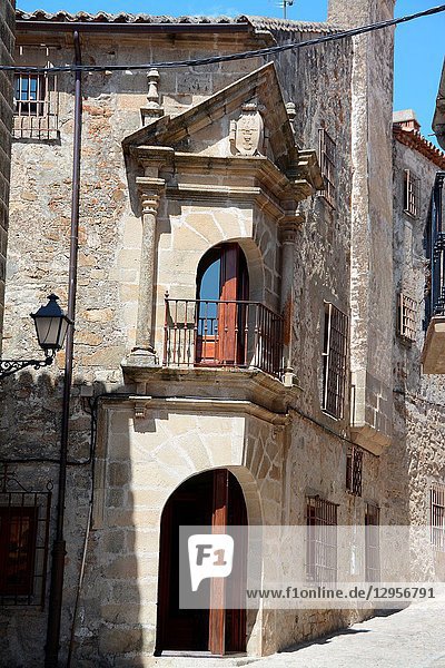 Casa de los Chaves Calderon today the Palacio Chaves Hotel. Walled city. Trujillo Caceres Extremadura Spain Europe.