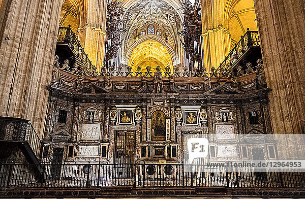 View of the interior of Seville Cathedral  Seville  Spain